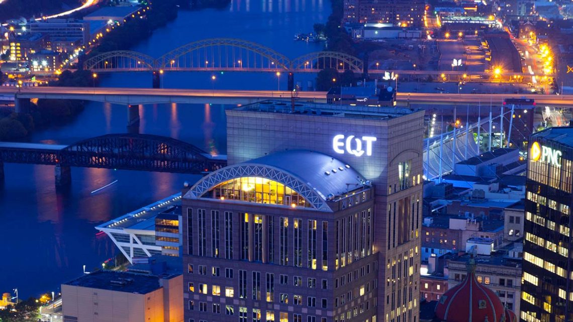 EQT building headquarters in Pittsburgh at night